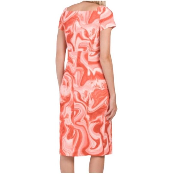 RACHEL Rachel Roy NWT $149 Swirl Cut Out Midi Dress, Orange White Women’s Size S - Picture 2 of 12